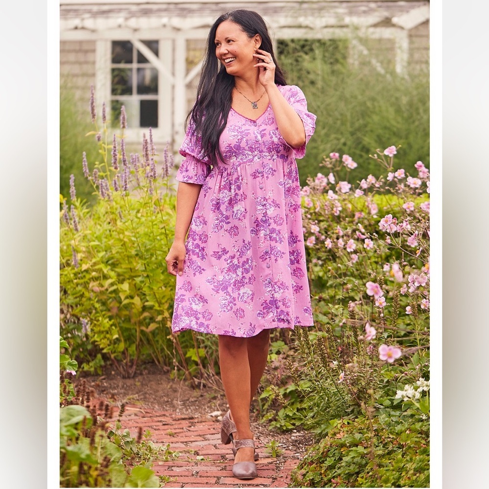 NWT April Cornell Victorian Rose Short Dress Small S pink floral dress 🌸